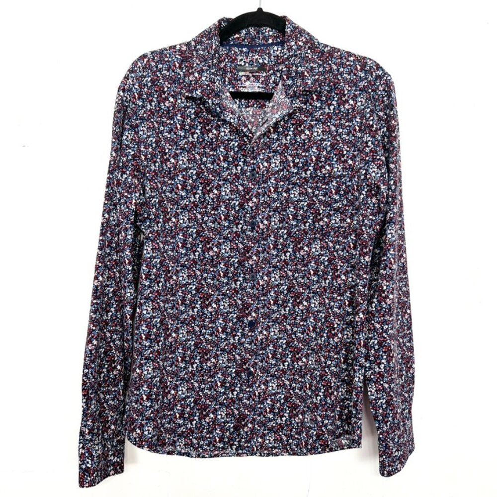 Apt.9‎ Performance Untucked Slim Fit Button Down Shirt Floral Medium mc